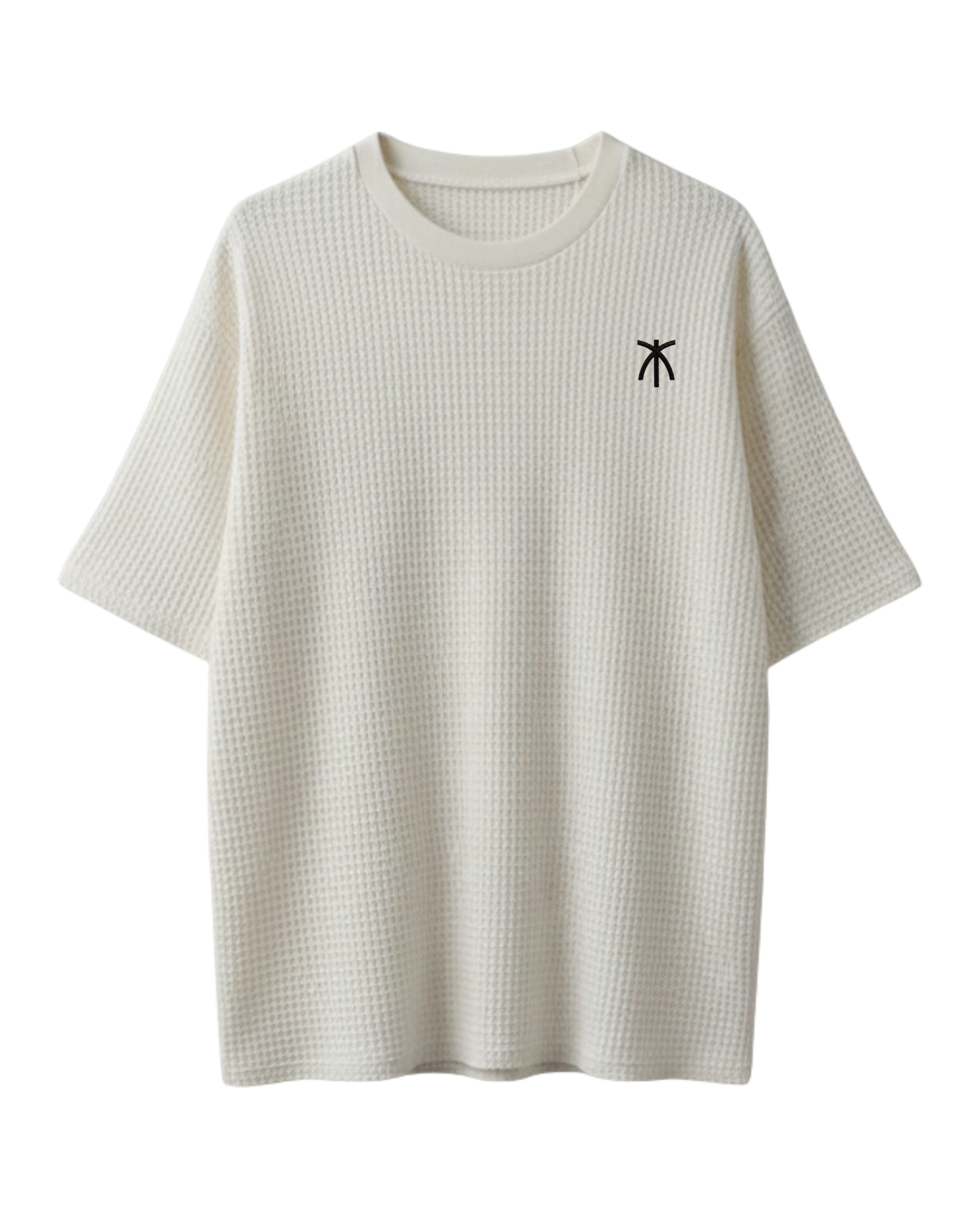 Oversized Waffle T Shirt with Embroidery