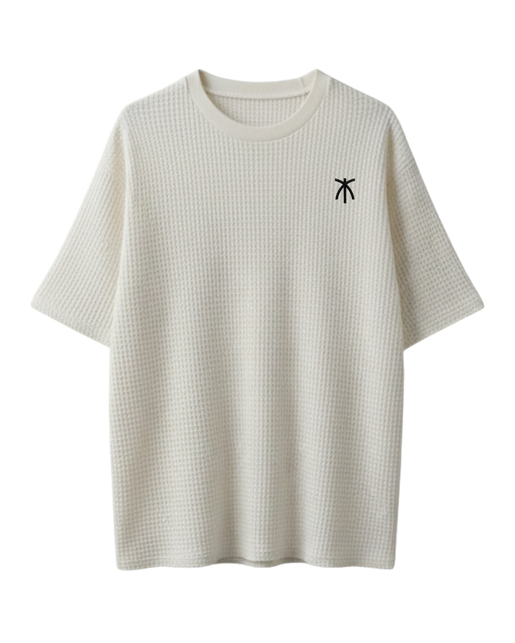 Oversized Waffle T Shirt with Embroidery